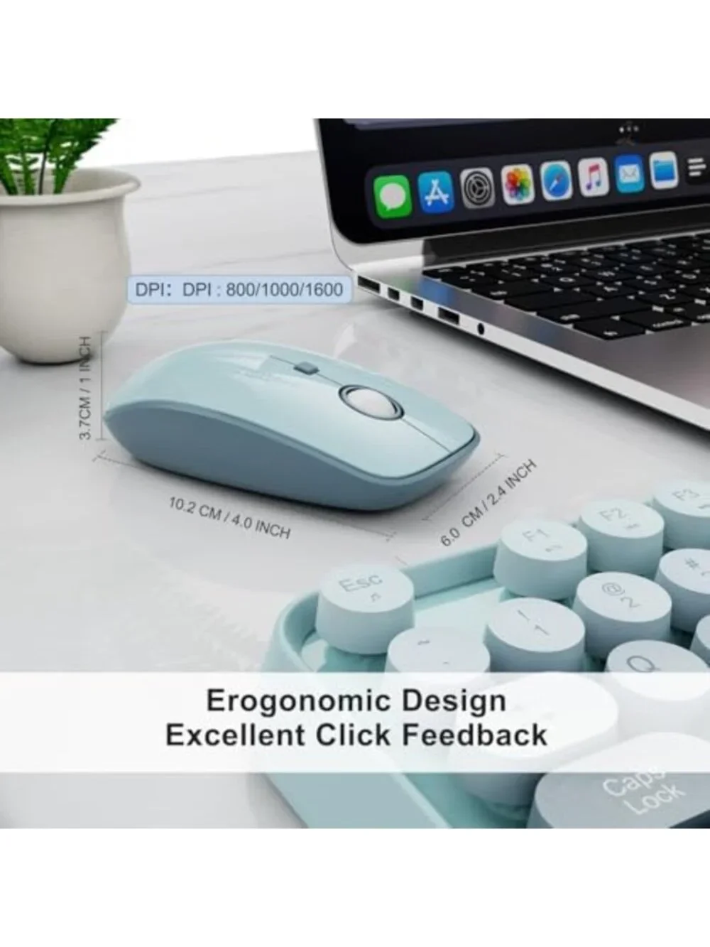 Colorful Retro Typewriter Wireless Keyboard & Mouse Combo, Plug & Play for